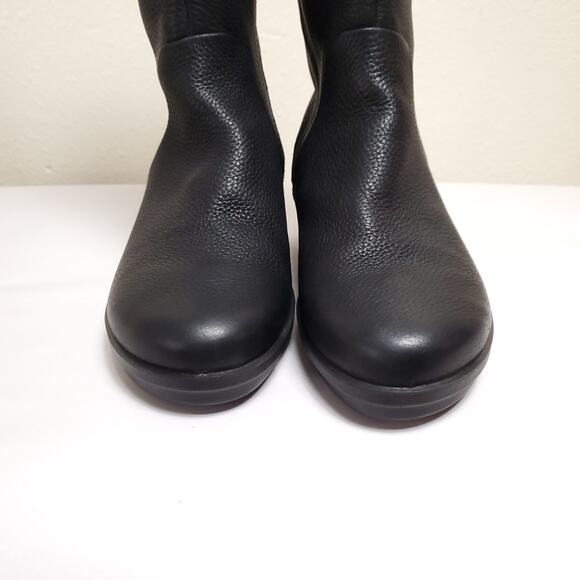 ECCO Black Pebbled Leather Tall Wedge Boots Sz 8 - Picture 8 of 14